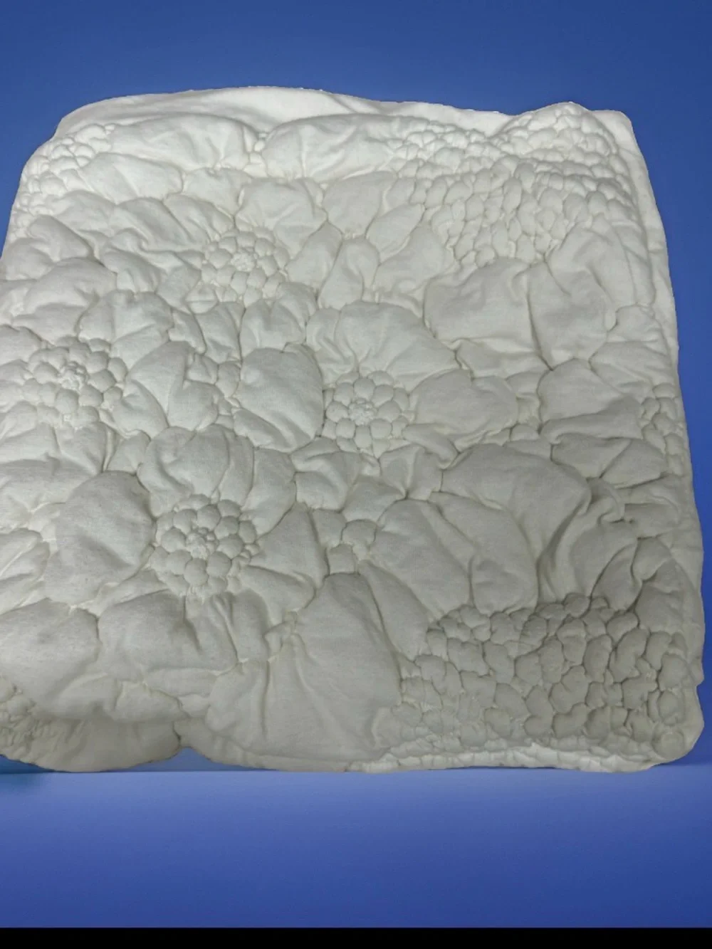 Anthropologie Euro sham 26”x26” Plush Floral Quilted - White 100% Cotton